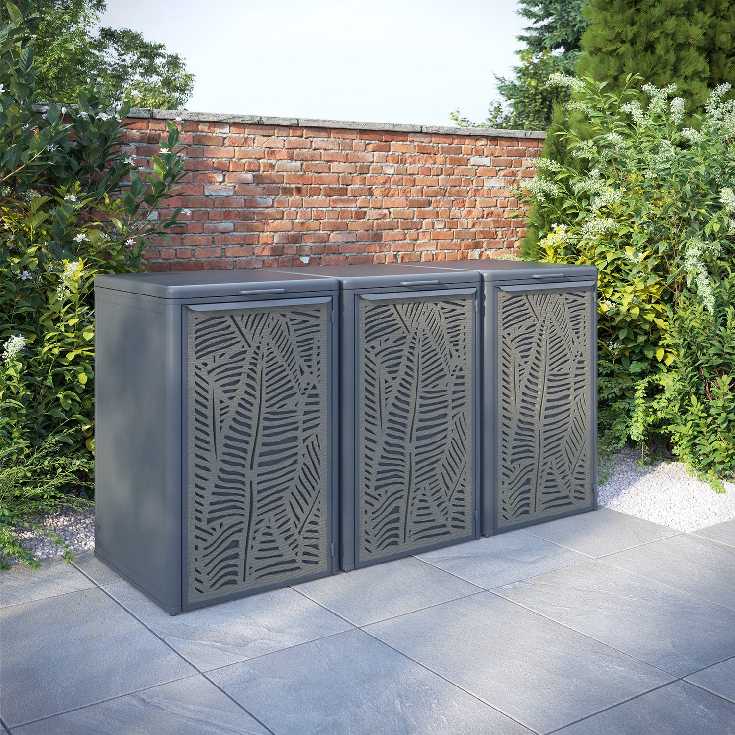 Curva Anthracite Grey 3 Bin Store with Quill Door Screen