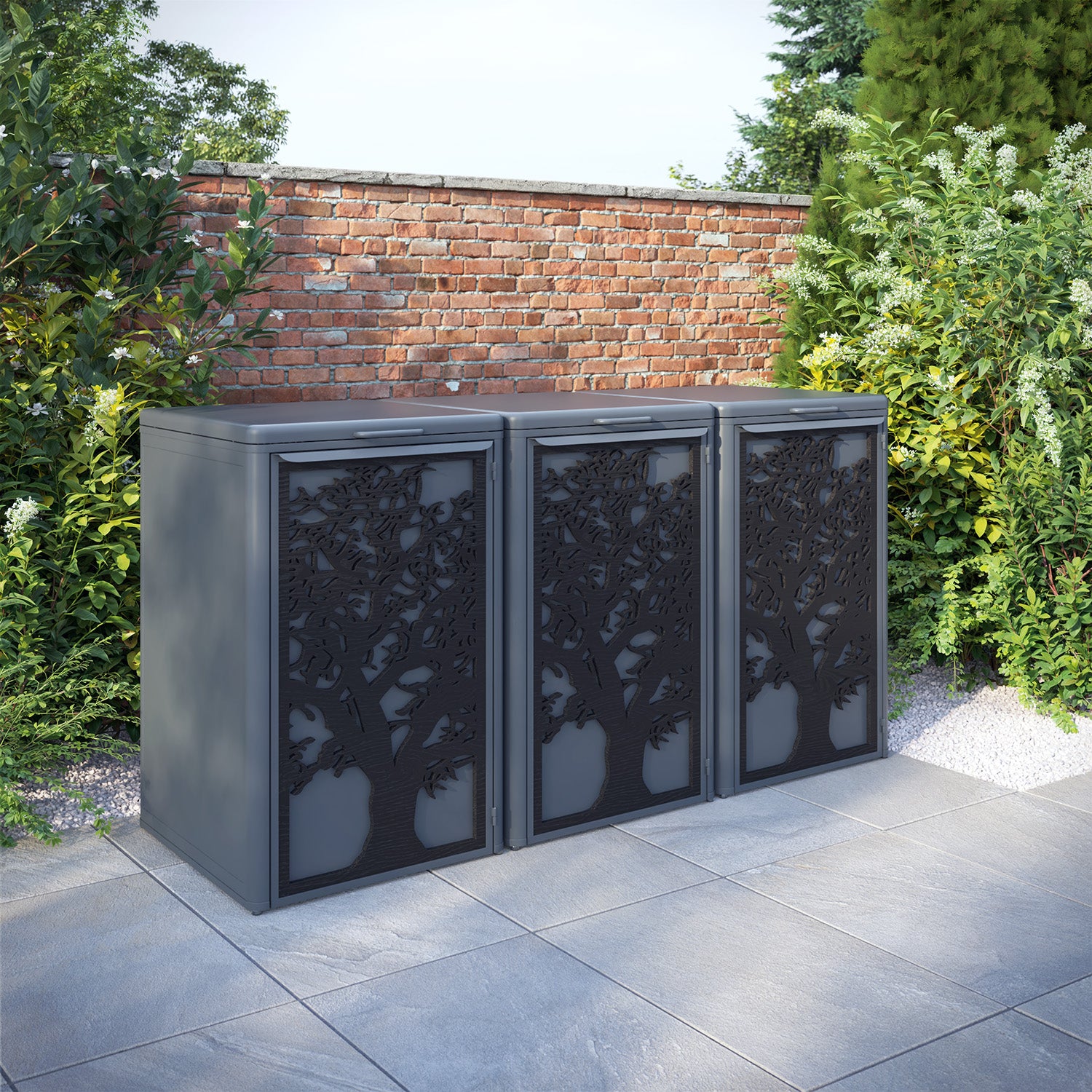 Curva Anthracite Grey 3 Bin Store with Sherwood Door Screen