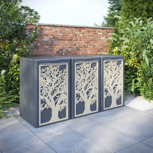 Curva Anthracite Grey 3 Bin Store with Sherwood Door Screen