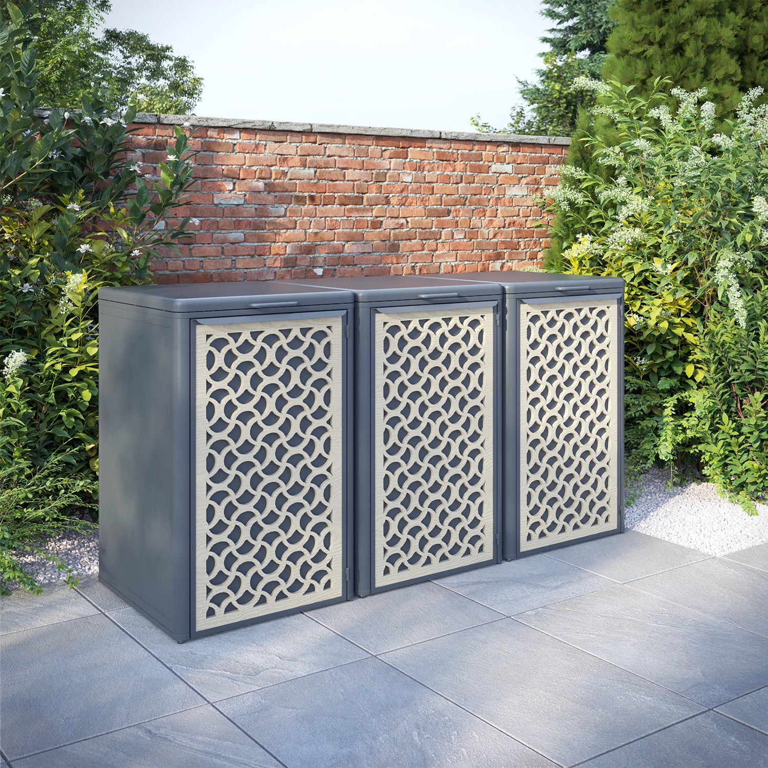 Curva Anthracite Grey 3 Bin Store with Vida Door Screen