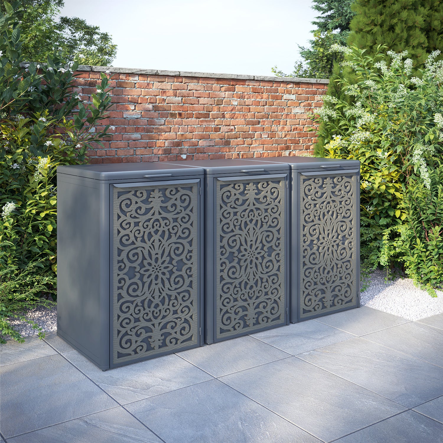 Curva Anthracite Grey 3 Bin Store with Windsor Door Screen