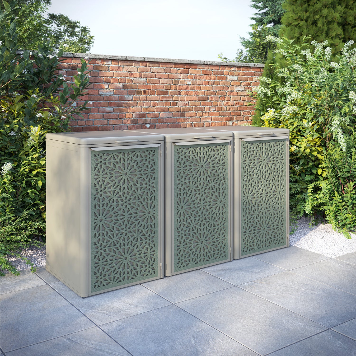 Curva Latte 3 Bin Store with Alnara Door Screen