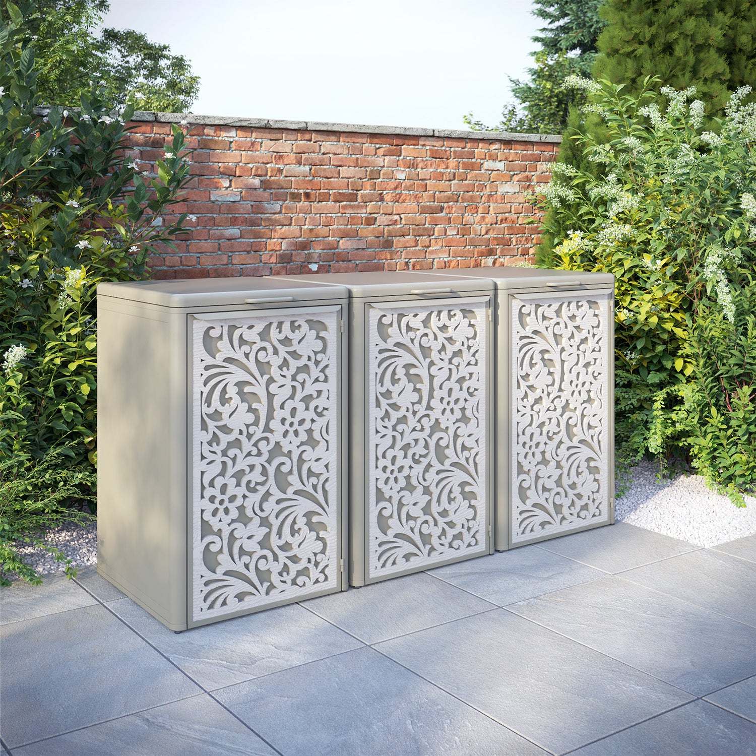 Curva Latte 3 Bin Store with Eden Door Screen