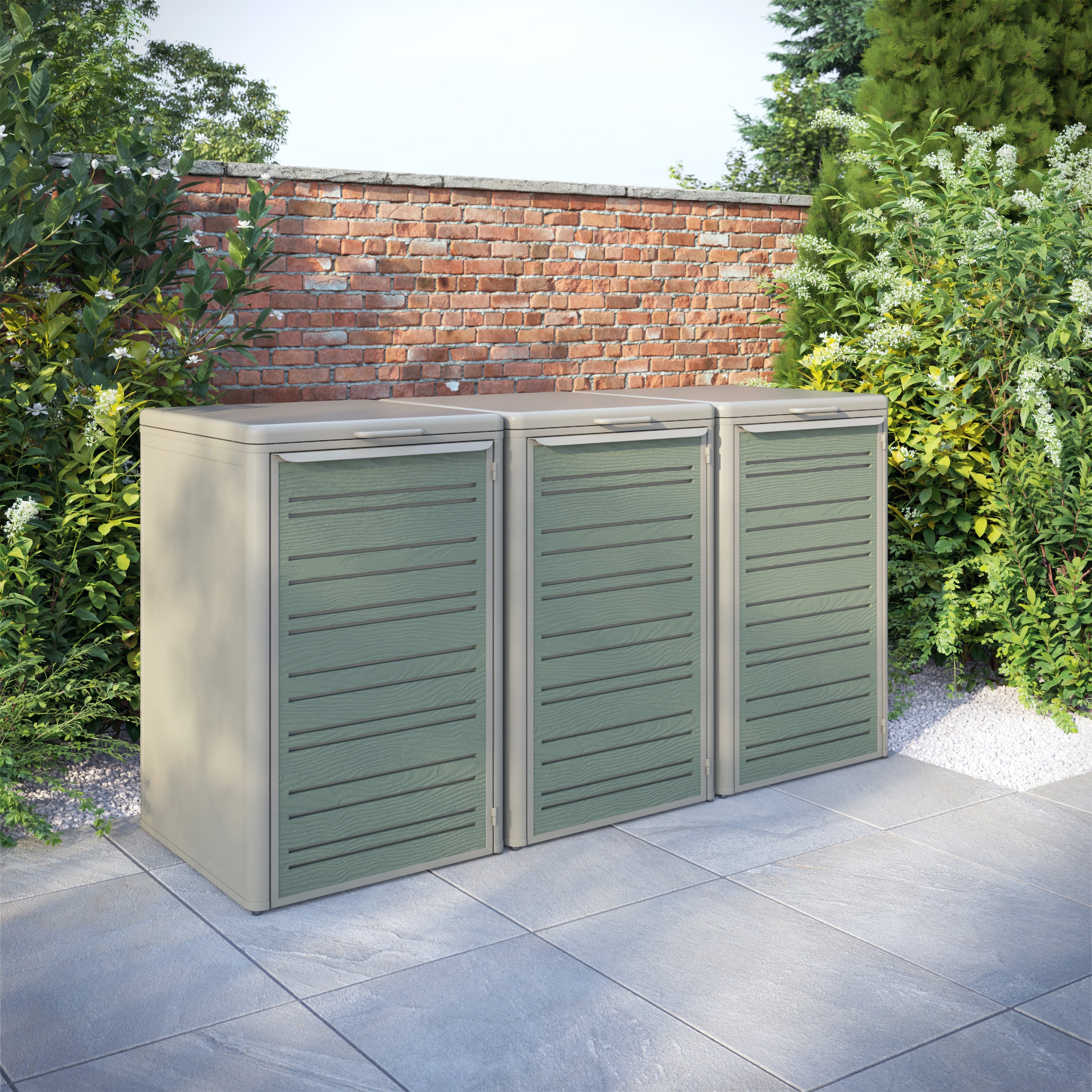 Curva Latte 3 Bin Store with Linea Door Screen