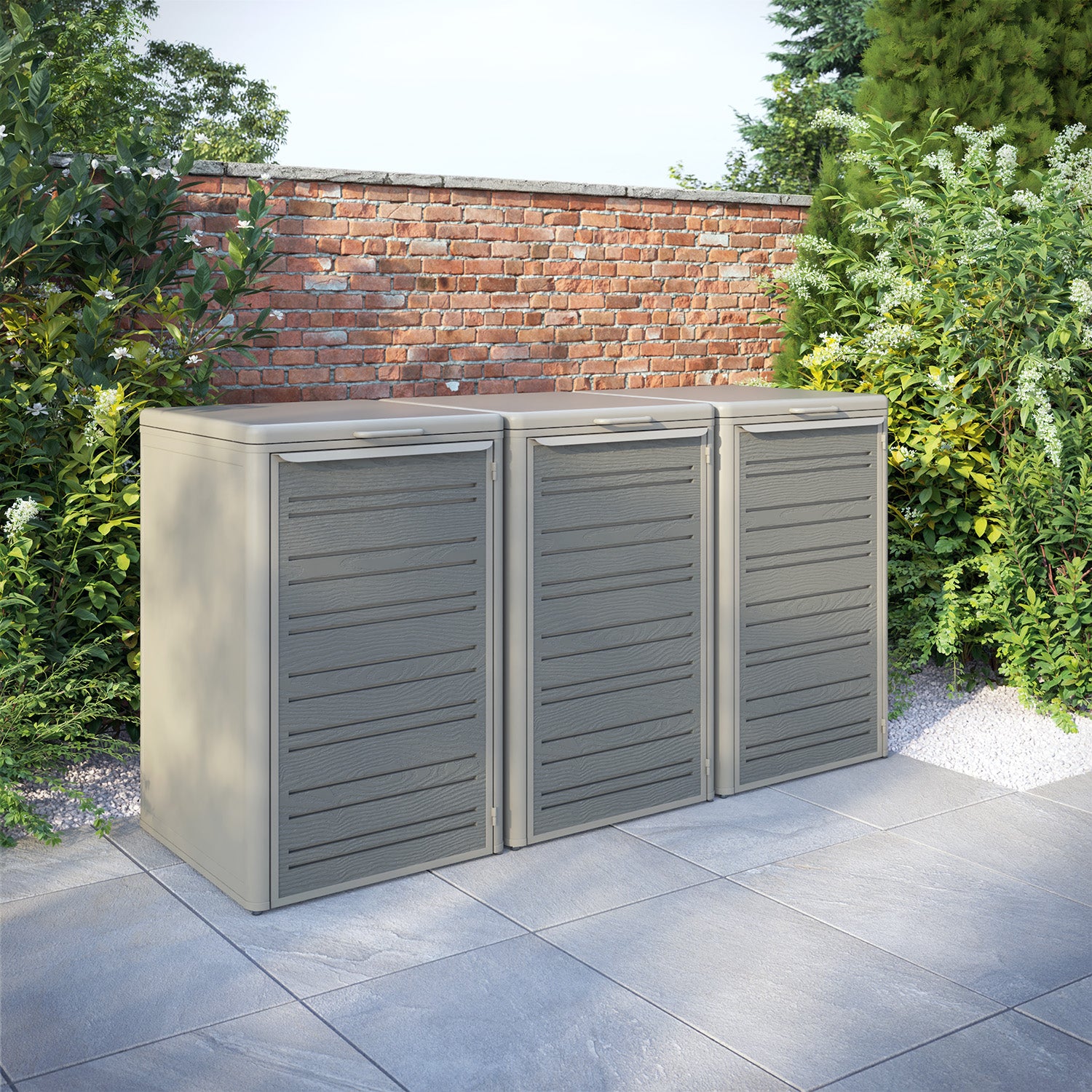 Curva Latte 3 Bin Store with Linea Door Screen