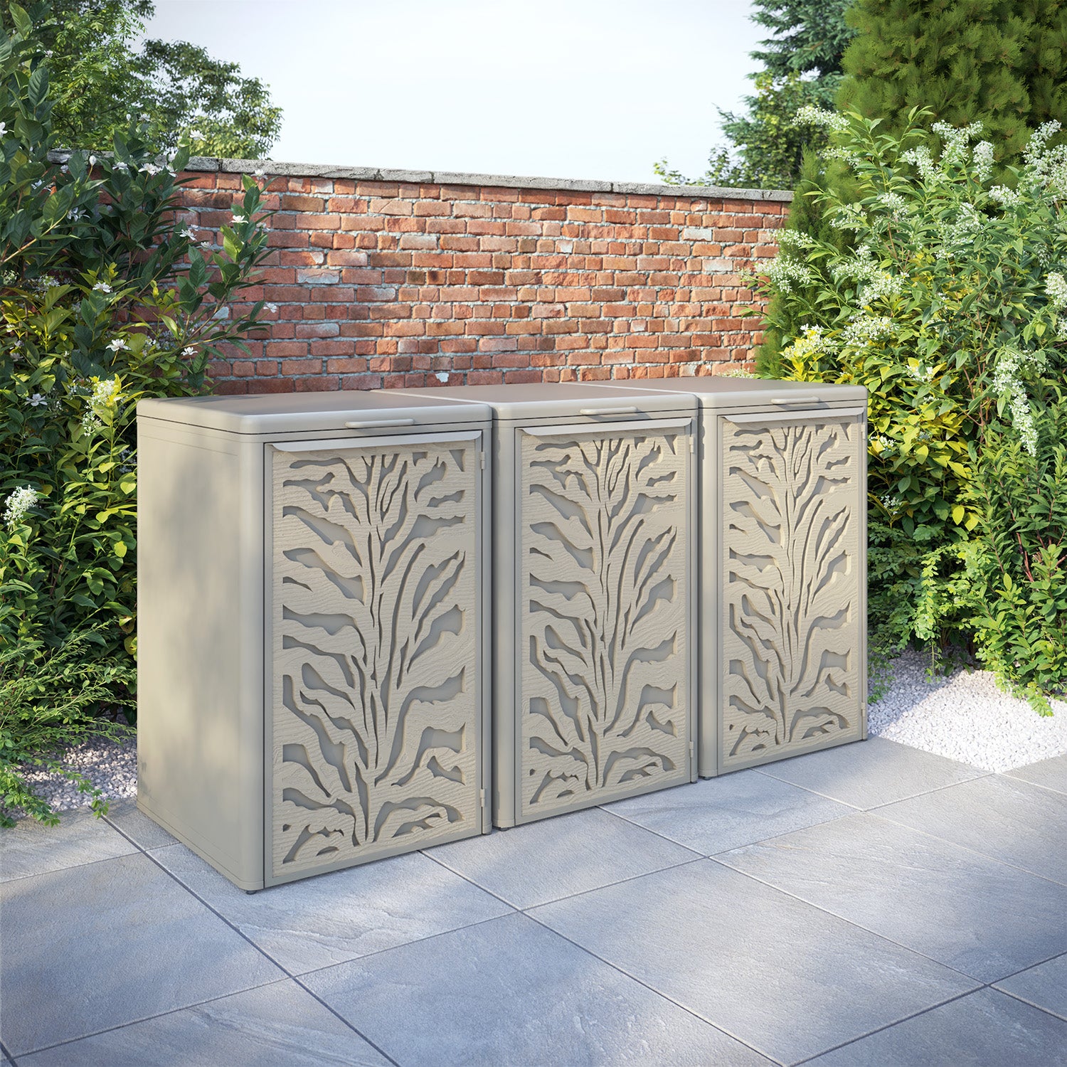 Curva Latte 3 Bin Store with Malawi Door Screen