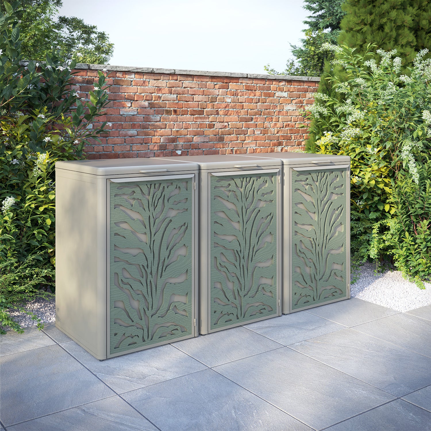 Curva Latte 3 Bin Store with Malawi Door Screen