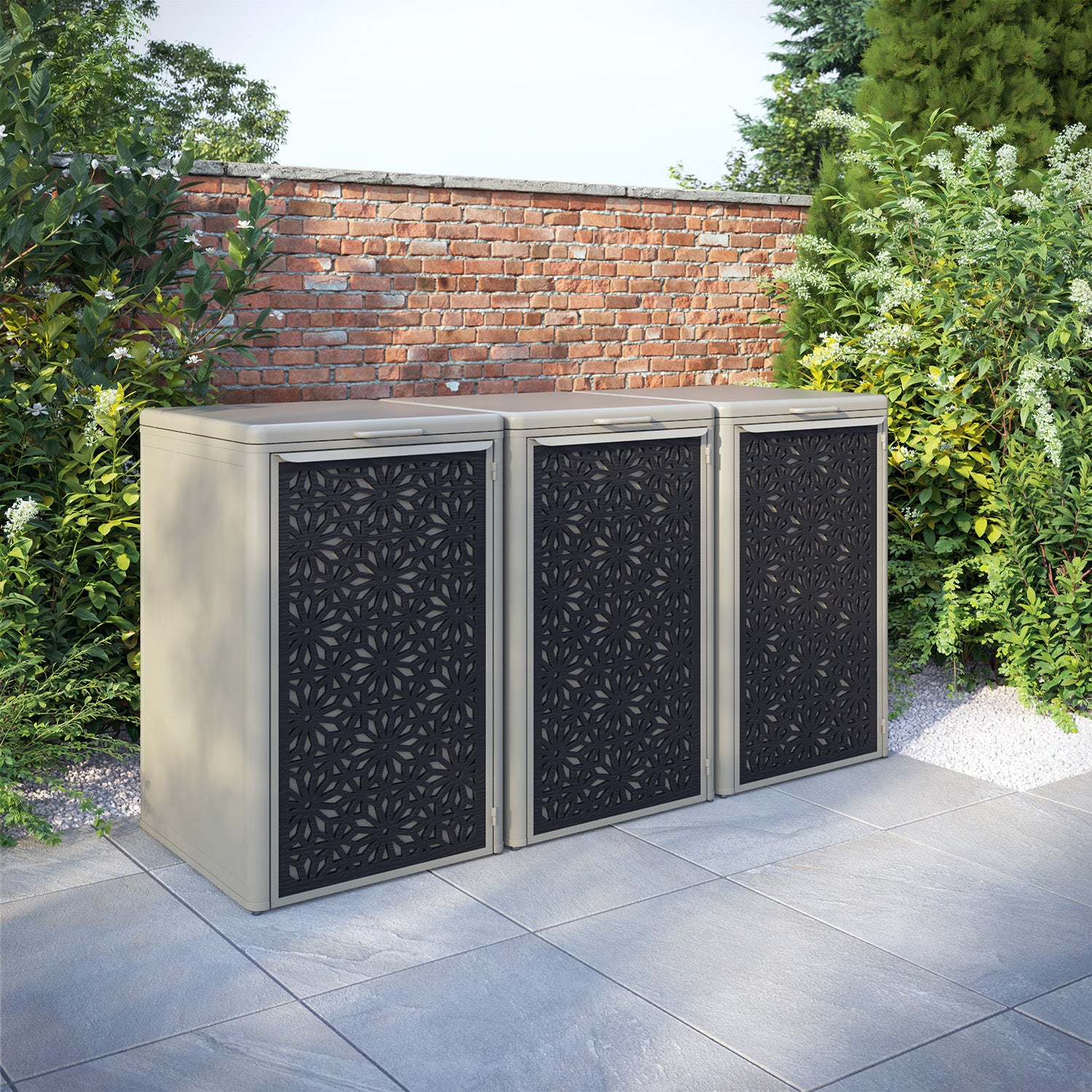 Curva Latte 3 Bin Store with Narwa Door Screen