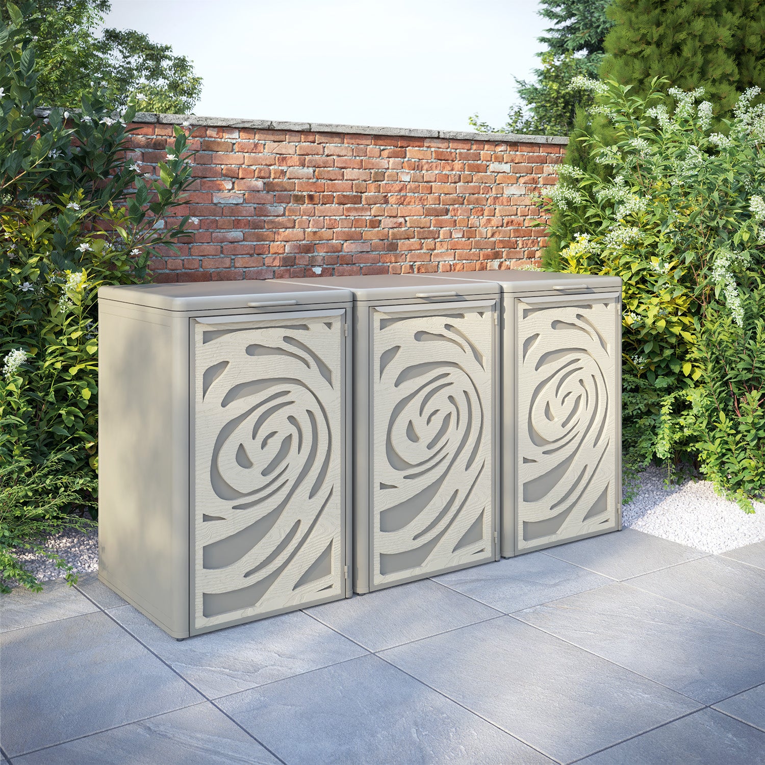 Curva Latte 3 Bin Store with Roses Door Screen