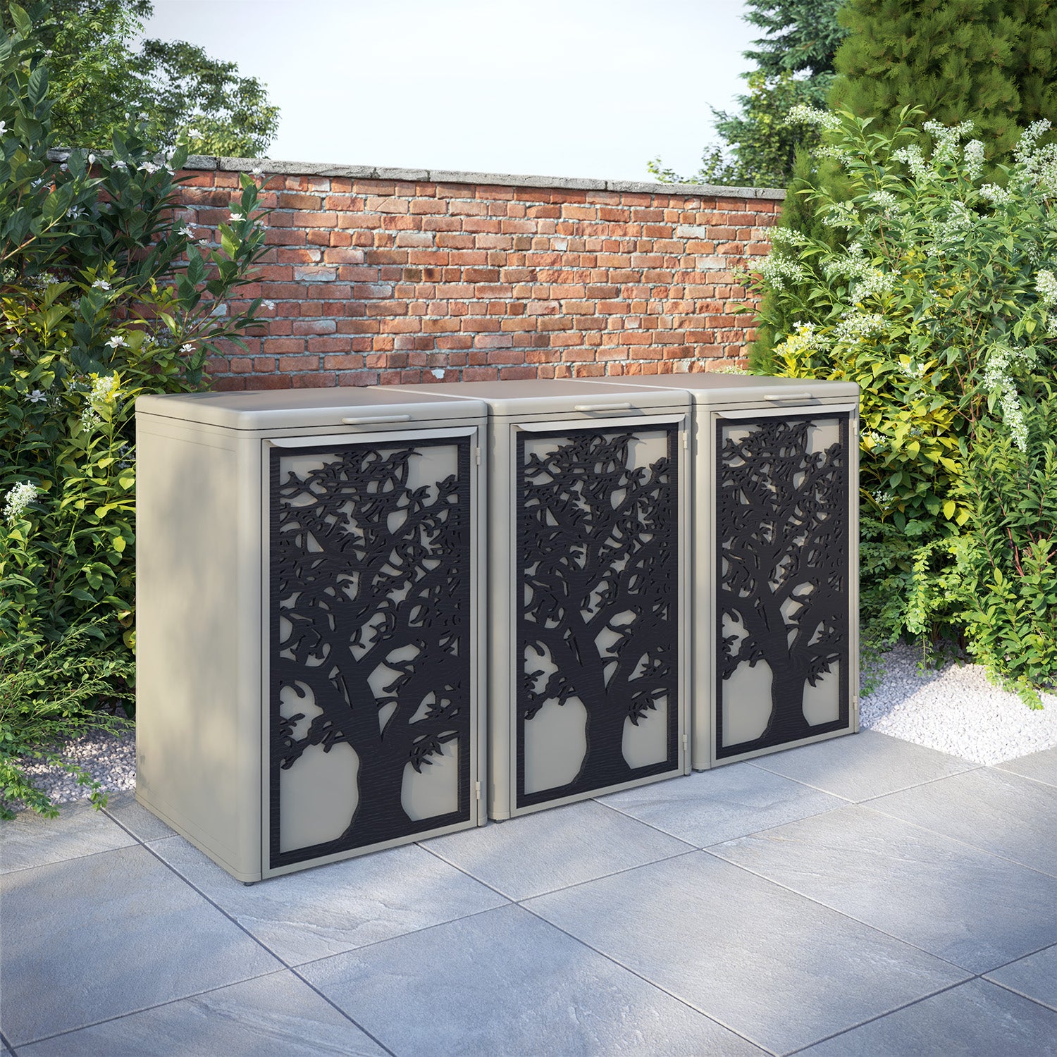 Curva Latte 3 Bin Store with Sherwood Door Screen