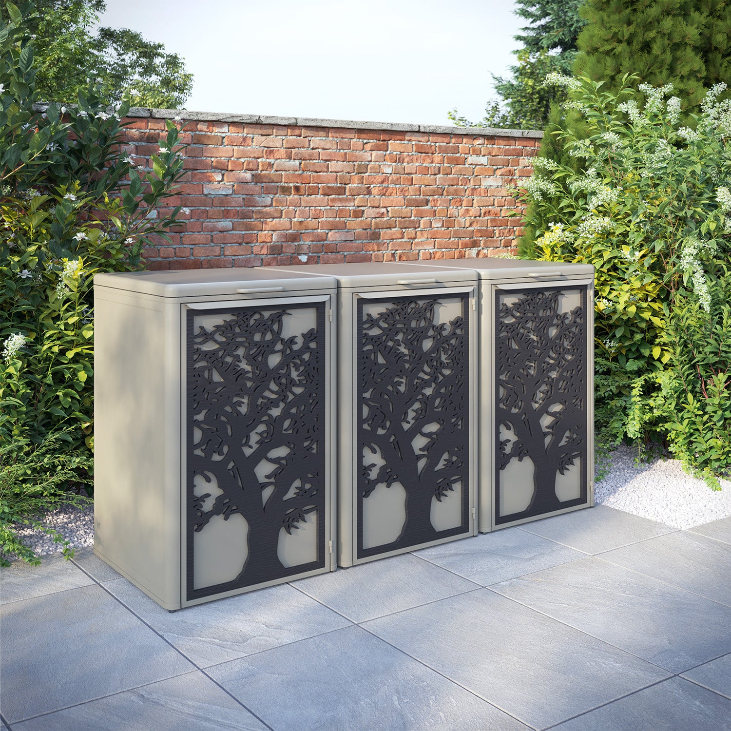 Curva Latte 3 Bin Store with Sherwood Door Screen