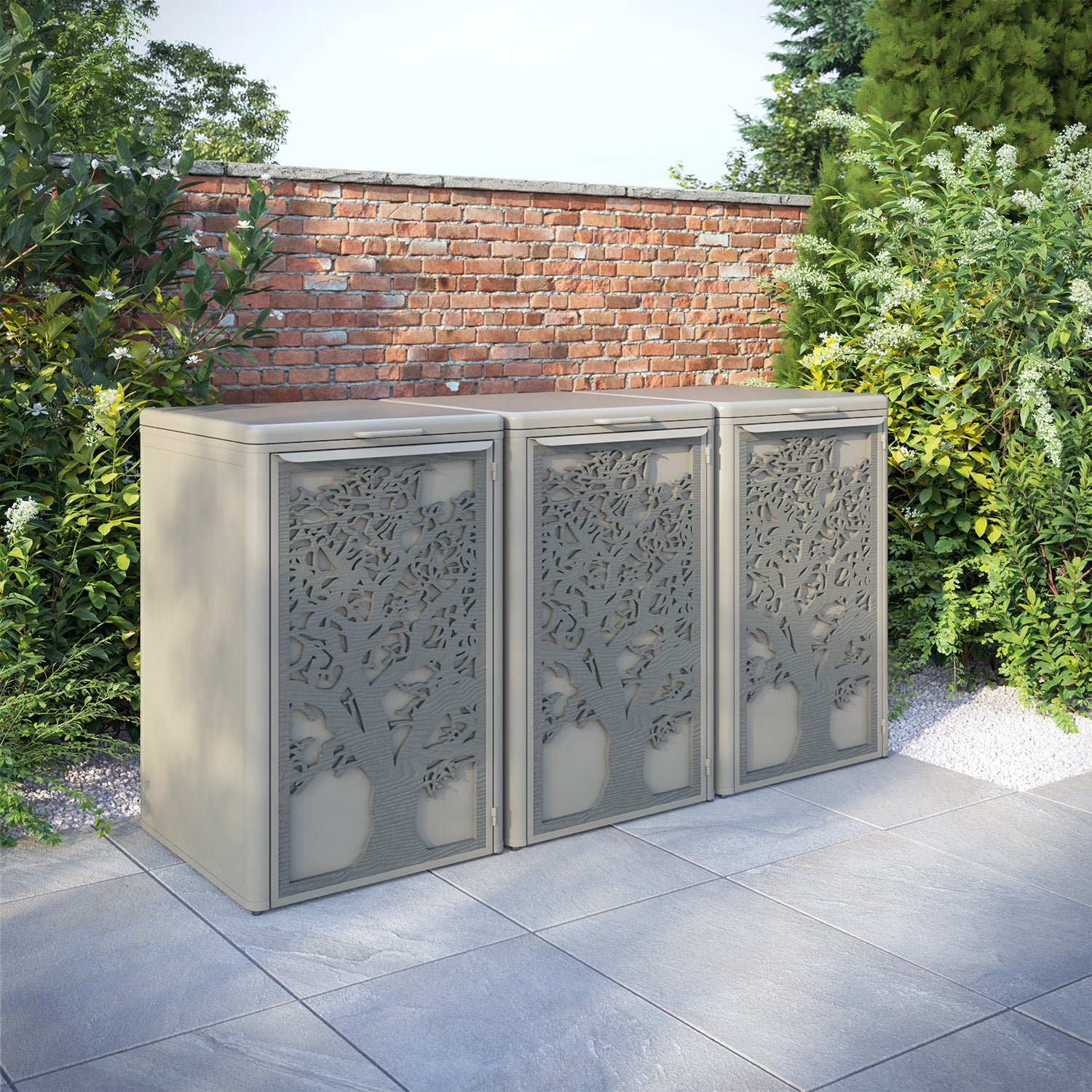 Curva Latte 3 Bin Store with Sherwood Door Screen