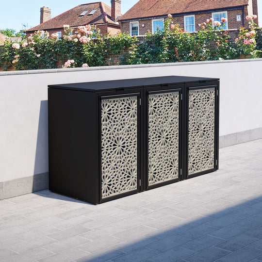 Black 3 Bin Store with Alnara Door Screen
