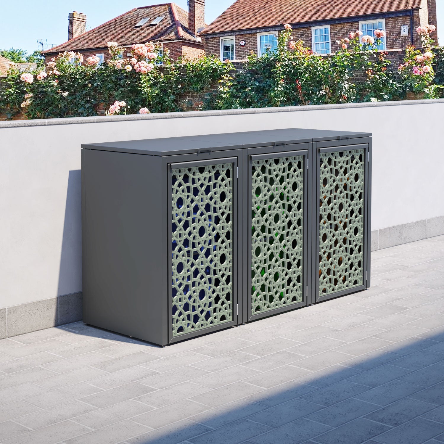 Grey 3 Bin Store with Ambar Door Screen