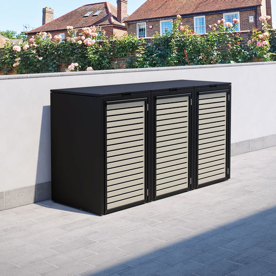 Black 3 Bin Store with Aspen Door Screen