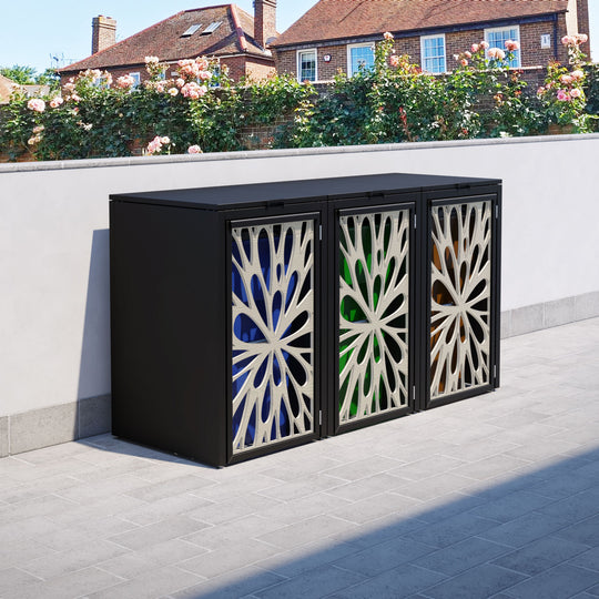 Black 3 Bin Store with Blossom Door Screen