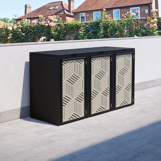 Black 3 Bin Store with Cubed Door Screen