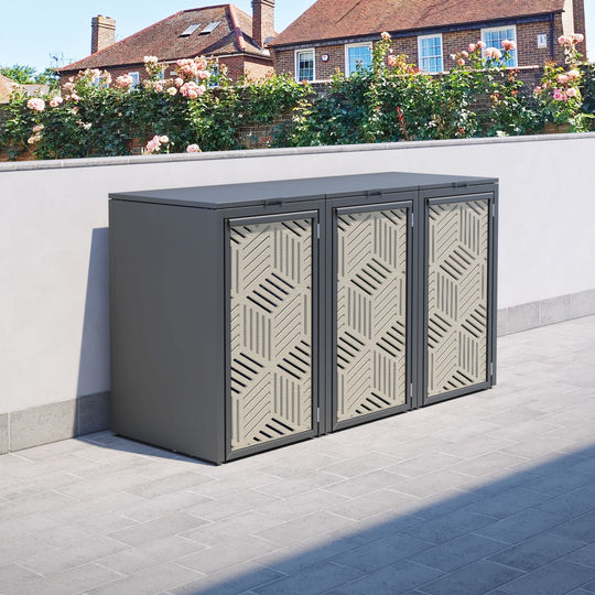 Grey 3 Bin Store with Cubed Door Screen