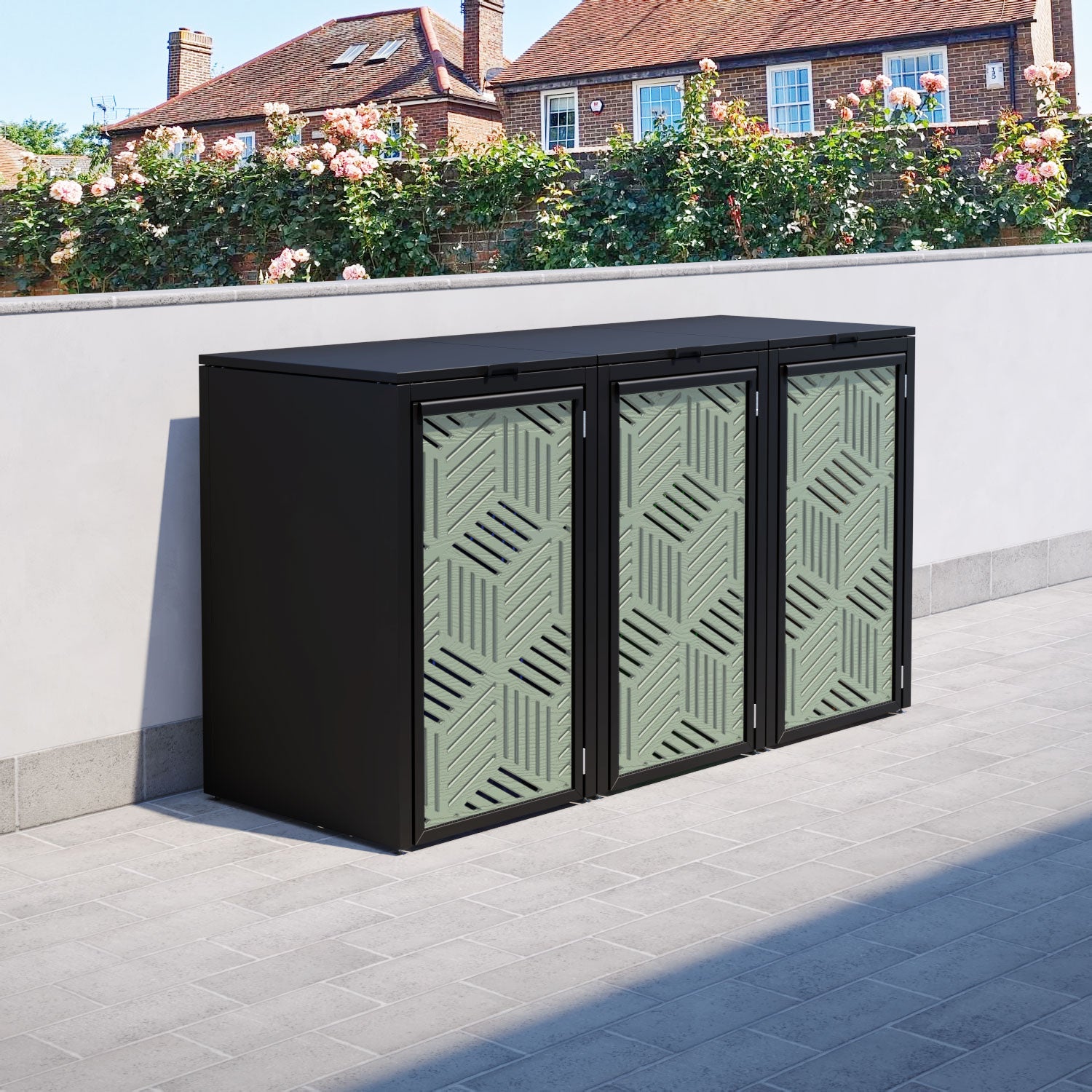 Black 3 Bin Store with Cubed Door Screen