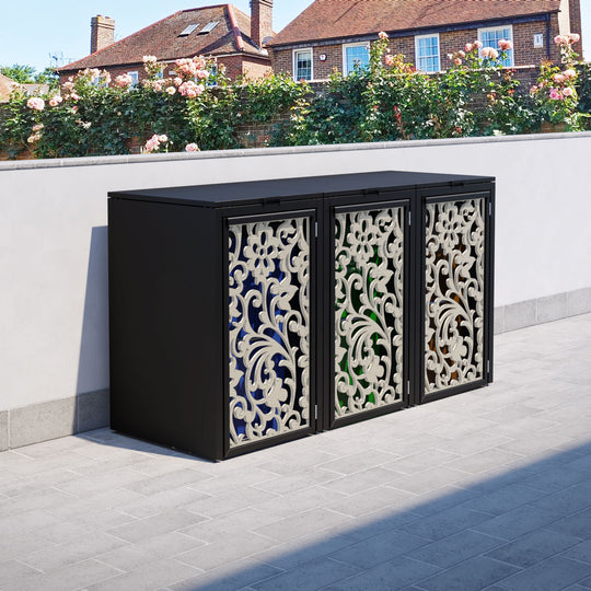 Black 3 Bin Store with Eden Door Screen