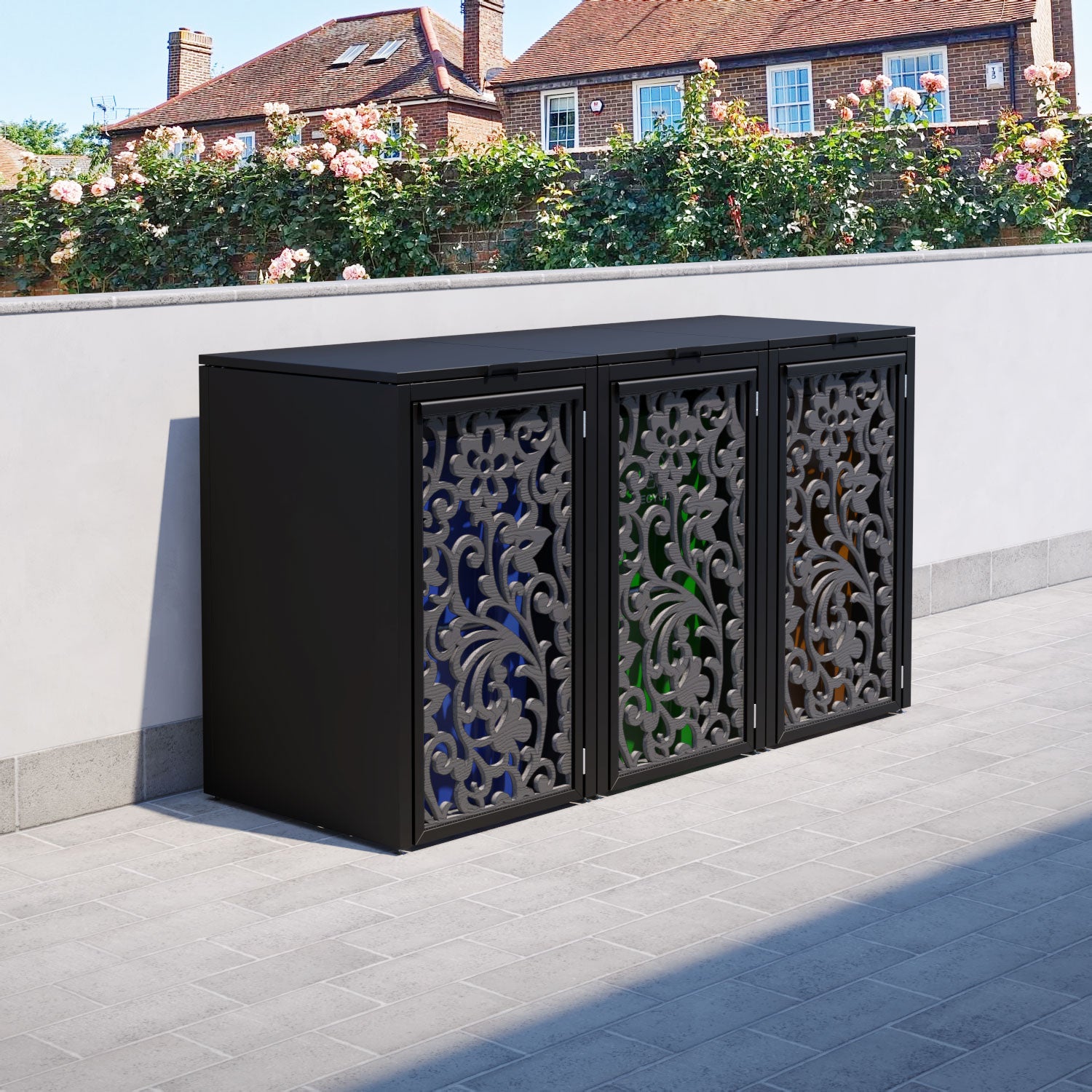 Black 3 Bin Store with Eden Door Screen