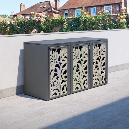 Grey 3 Bin Store with Heritage Door Screen