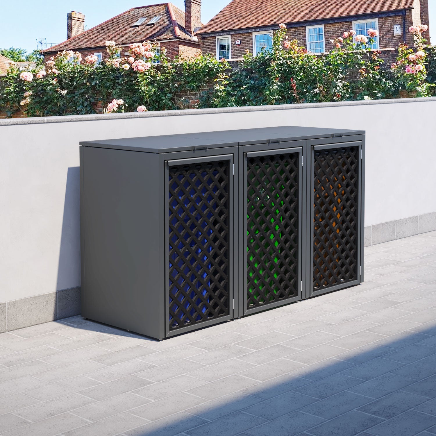 Grey 3 Bin Store with Hive Door Screen