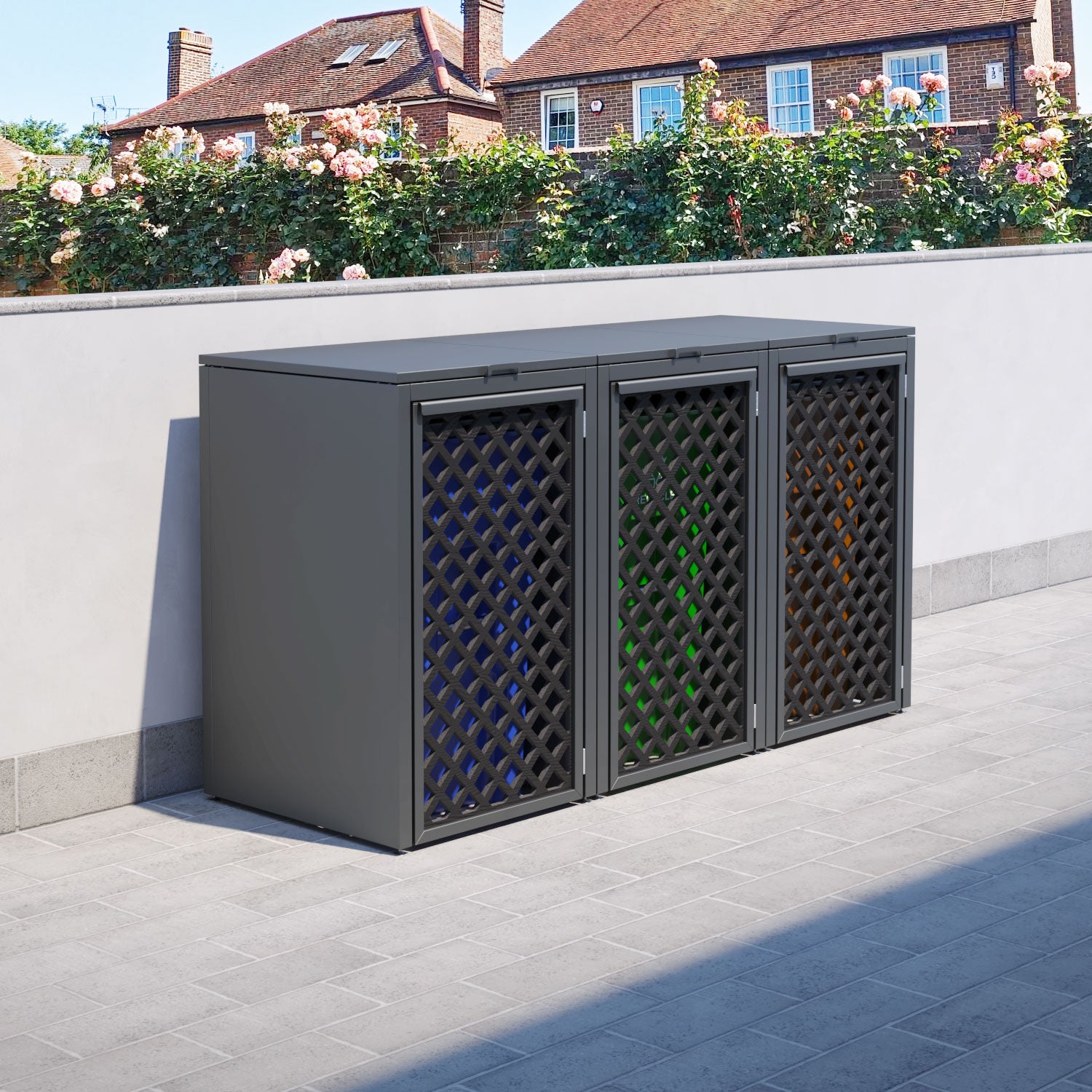 Grey 3 Bin Store with Hive Door Screen