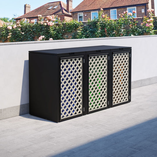 Black 3 Bin Store with Hive Door Screen