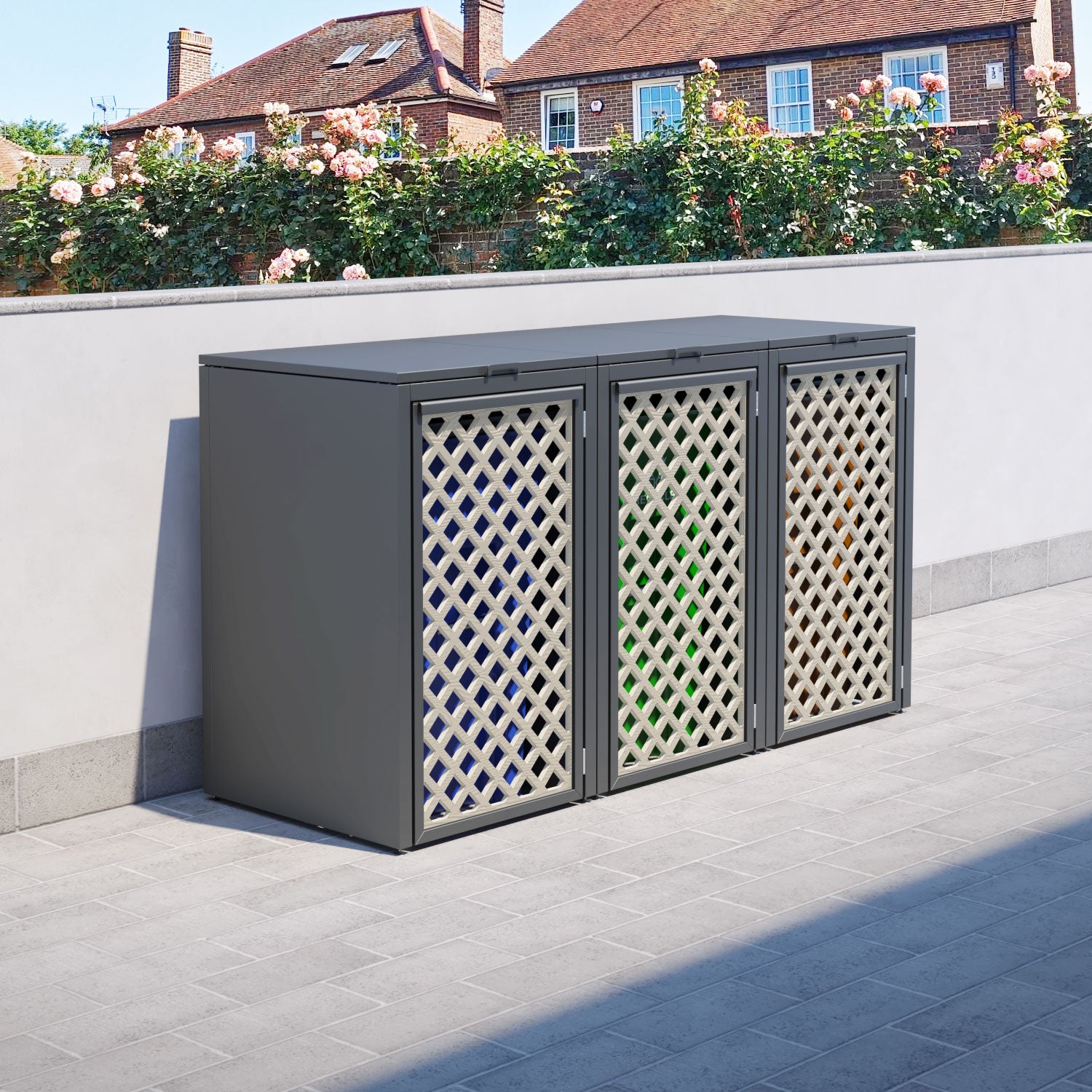 Grey 3 Bin Store with Hive Door Screen