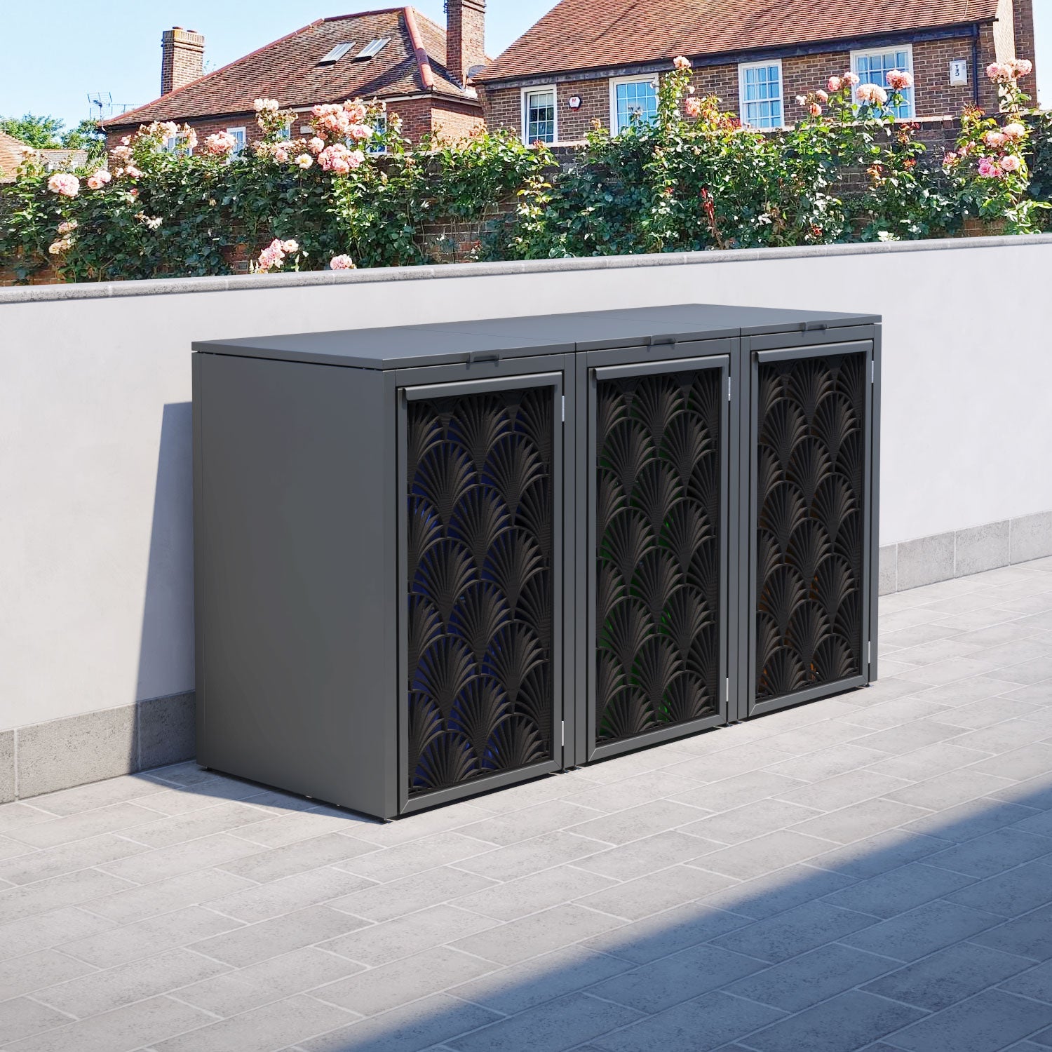 Grey 3 Bin Store with Laurel Door Screen