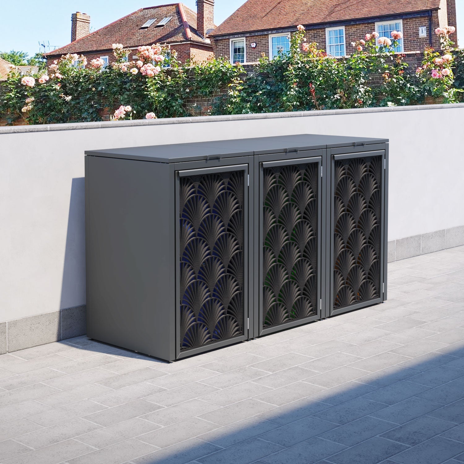 Grey 3 Bin Store with Laurel Door Screen