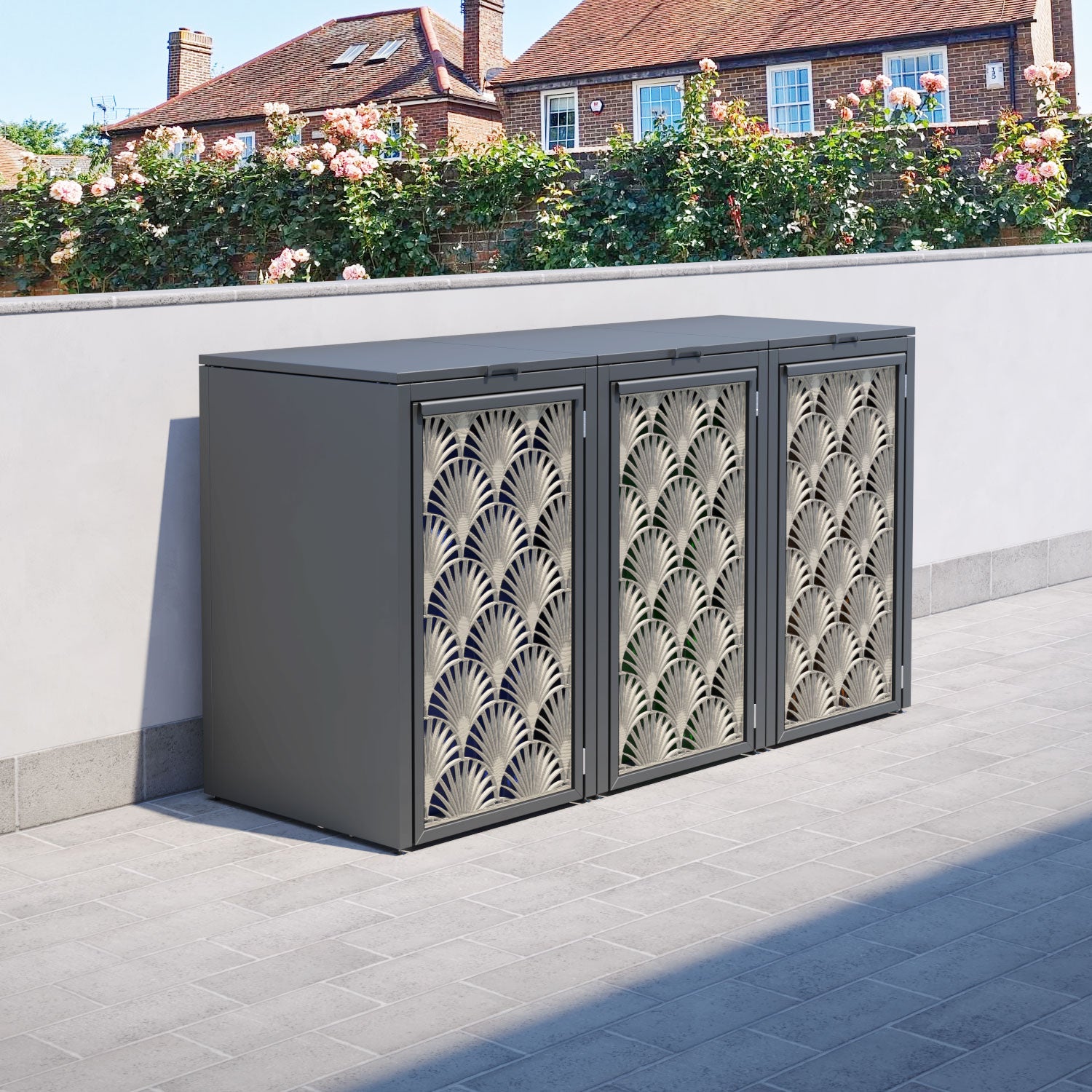 Grey 3 Bin Store with Laurel Door Screen