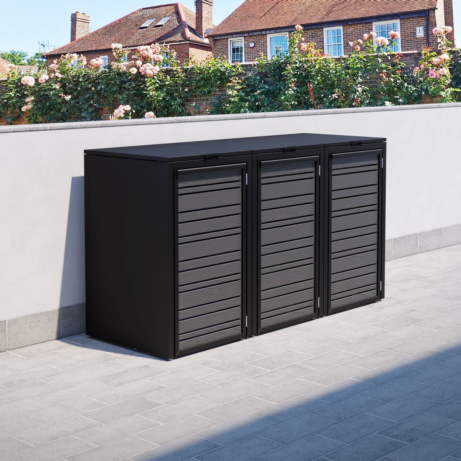 Black 3 Bin Store with Linea Door Screen