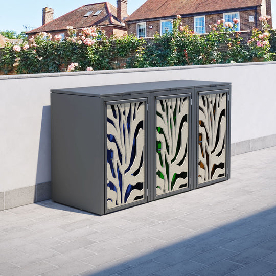 Grey 3 Bin Store with Malawi Door Screen