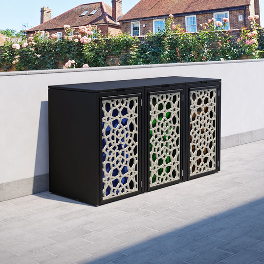 Black 3 Bin Store with Nazira Door Screen