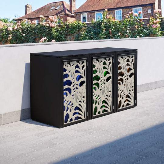 Black 3 Bin Store with Petal Door Screen
