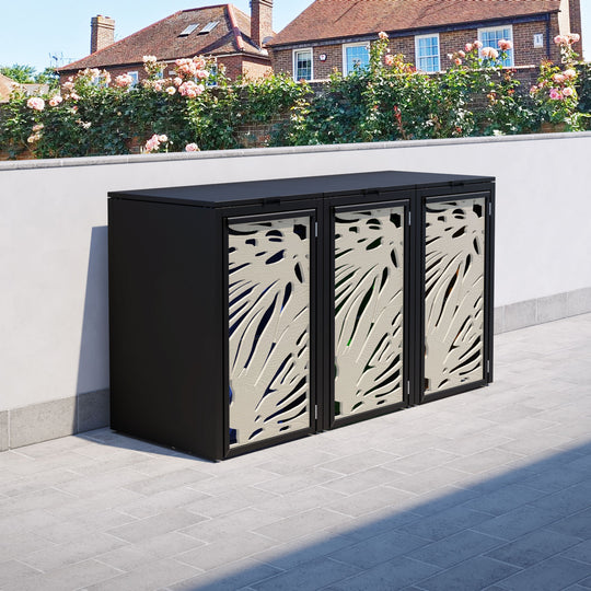 Black 3 Bin Store with Poppy Door Screen