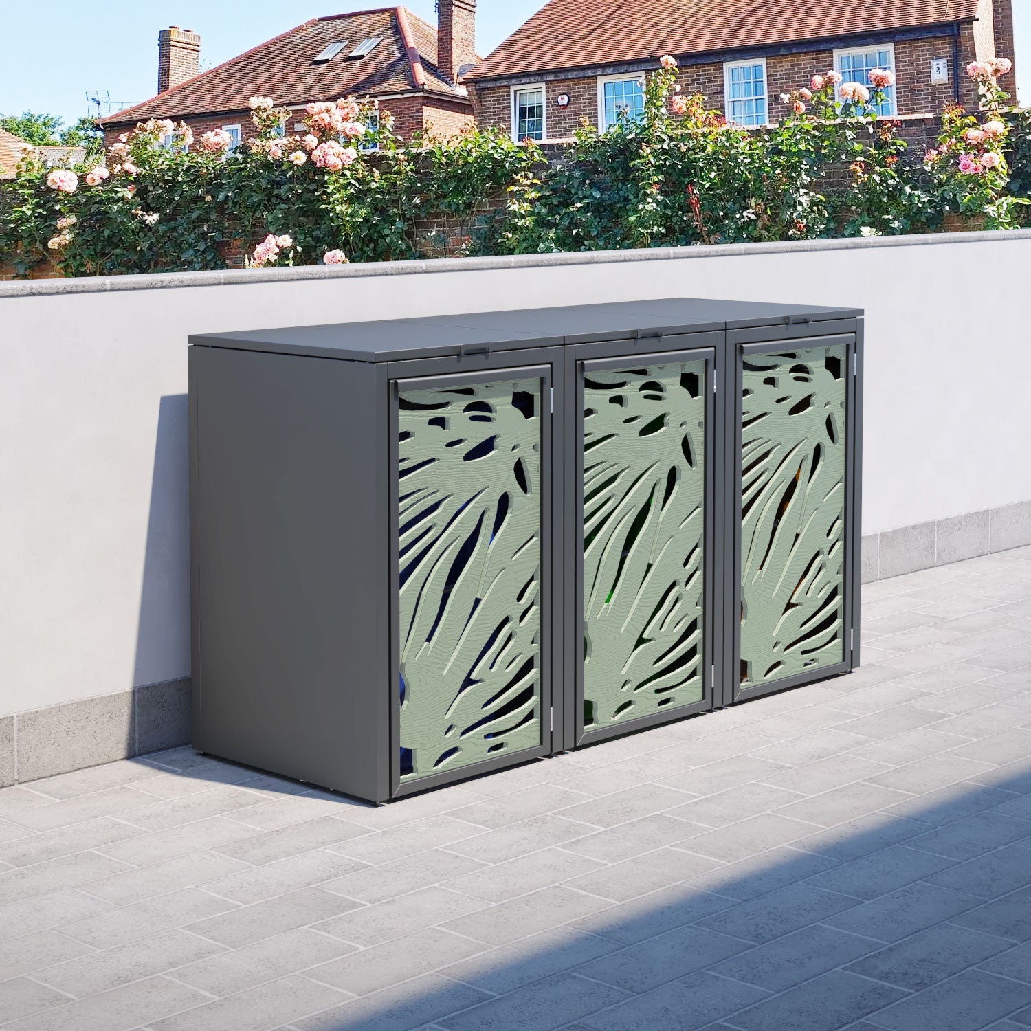Grey 3 Bin Store with Poppy Door Screen