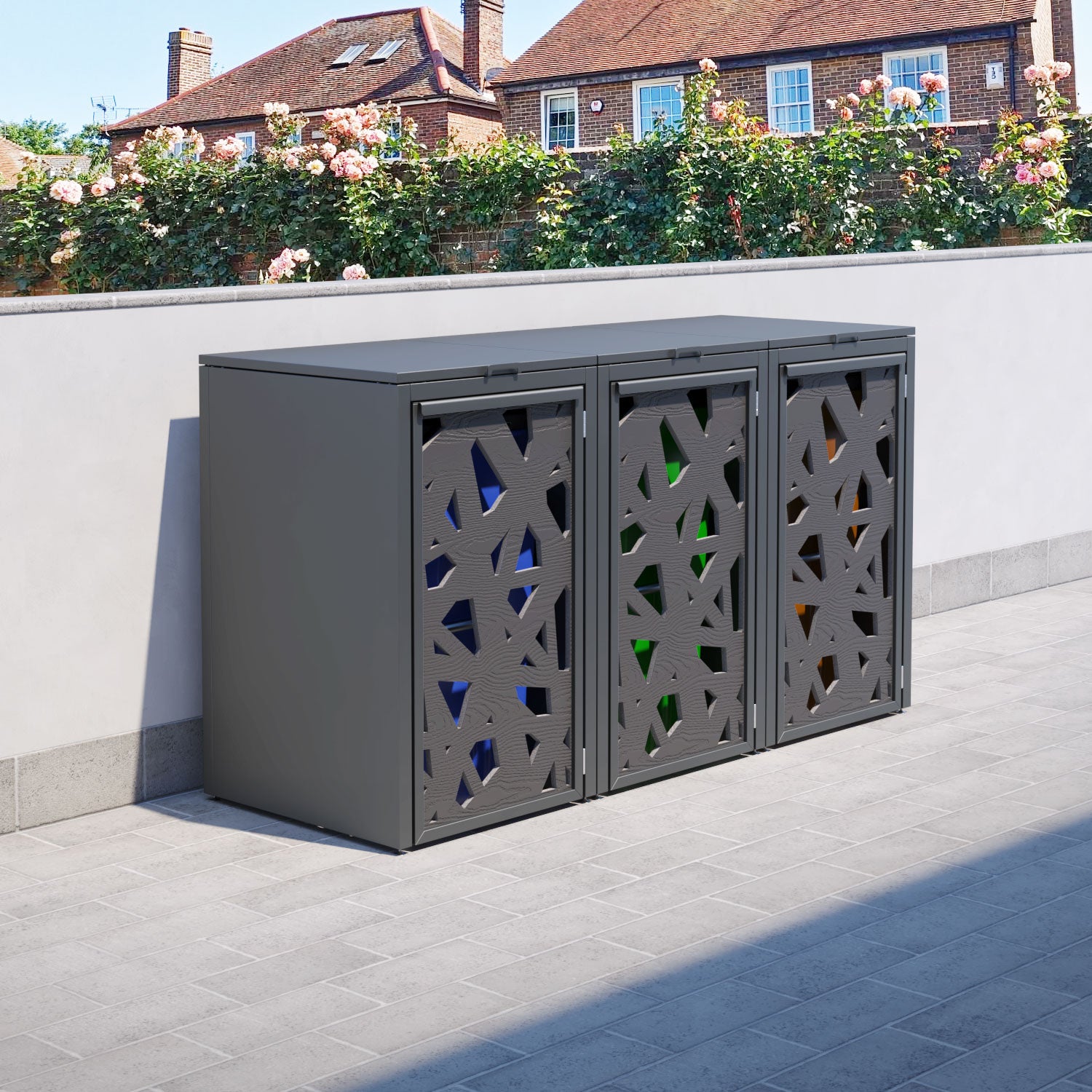 Grey 3 Bin Store with Prism Door Screen