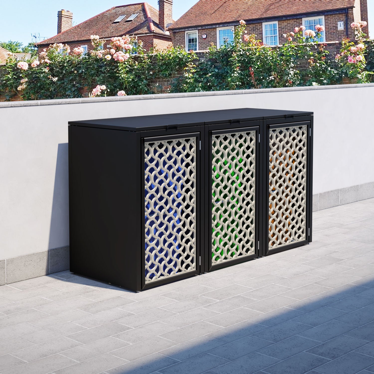 Black 3 Bin Store with Vida Door Screen