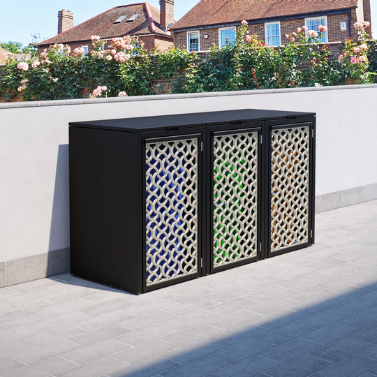 Black 3 Bin Store with Vida Door Screen
