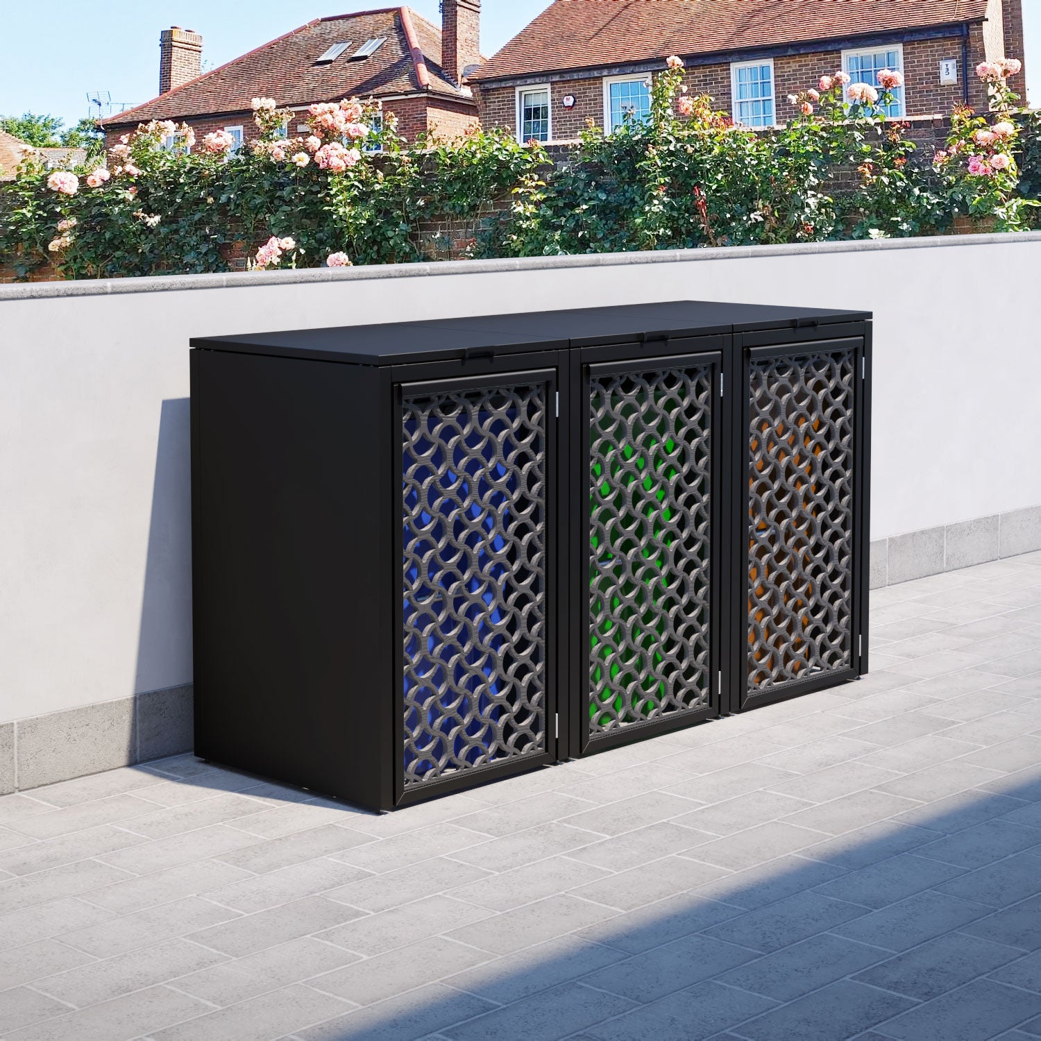 Black 3 Bin Store with Vida Door Screen