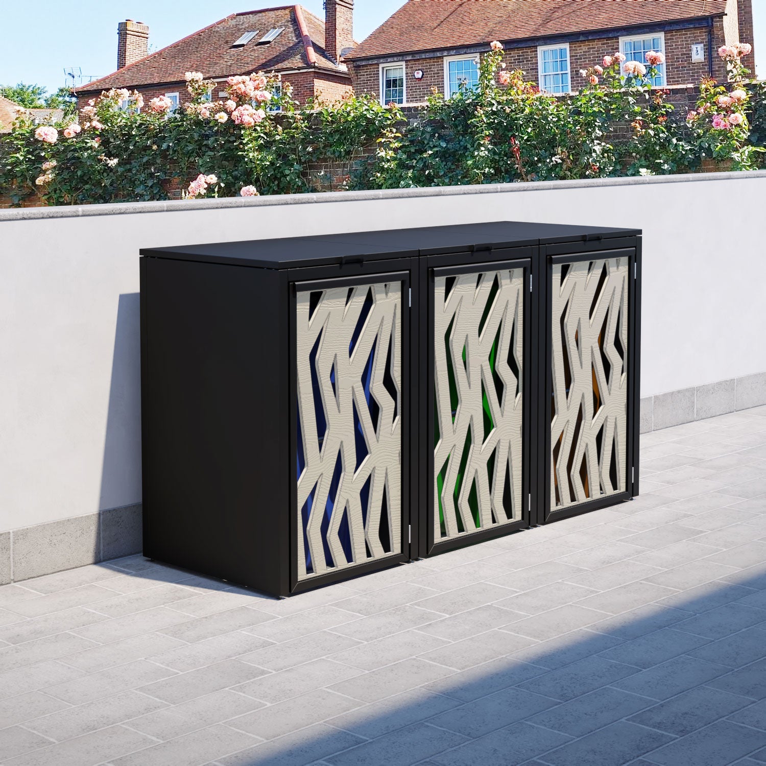 Black 3 Bin Store with Zenith Door Screen