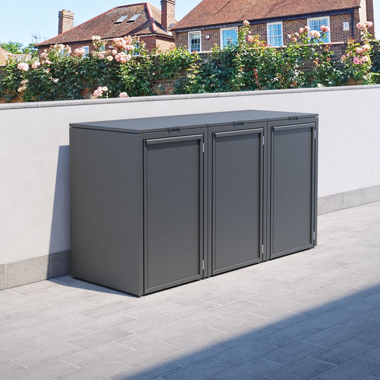 Grey 3 Bin Store with Aluminium Door