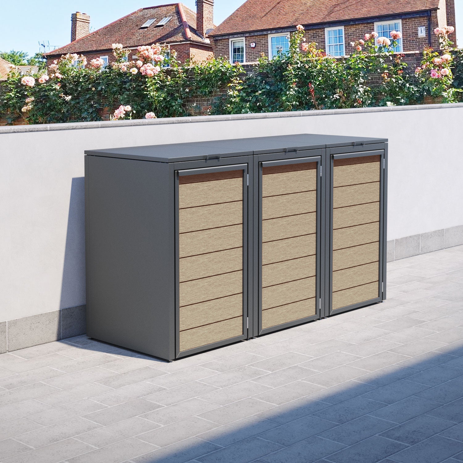 Grey 3 Bin Store with Fusion Door Slat