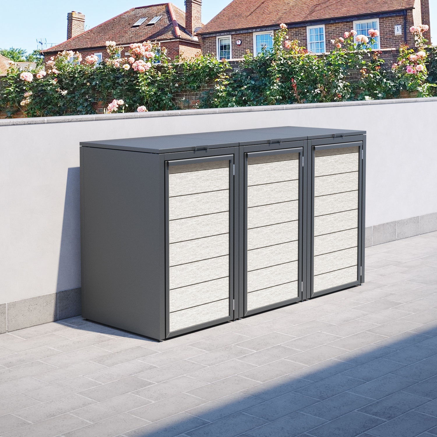 Grey 3 Bin Store with Fusion Door Slat