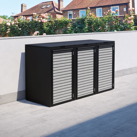 Black 3 Bin Store with Hudson Door Slat