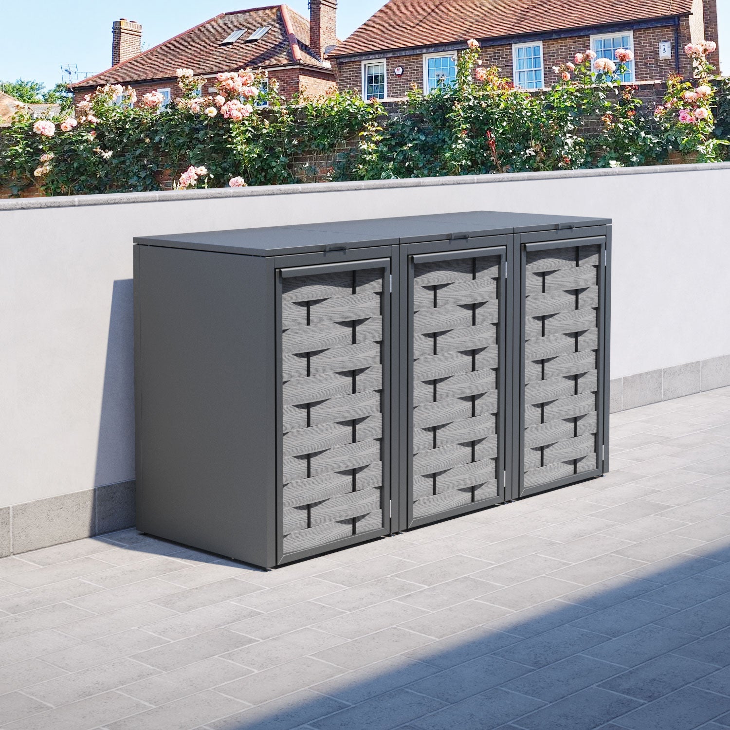 Grey 3 Bin Store with Ripple Door Slat