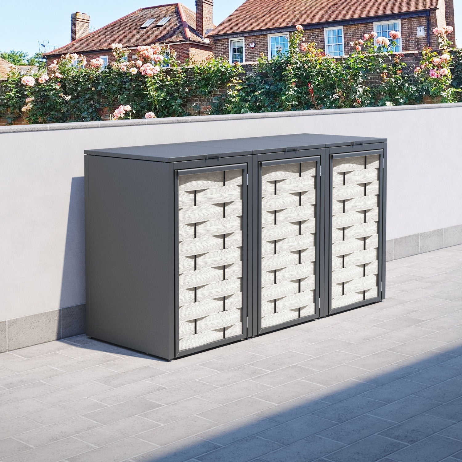 Grey 3 Bin Store with Ripple Door Slat